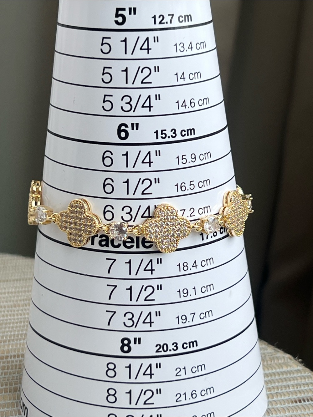 Gold pavé Clover Link Bracelet with Crystal Accents - Picture 3 of 4